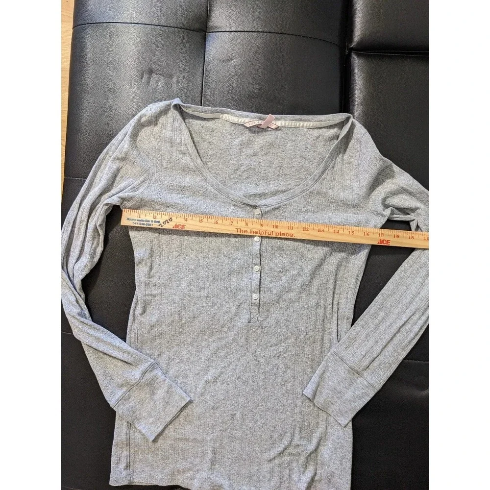 Victorias‎ Secret Womens Pajama Lounge Top Gray Half Button L
